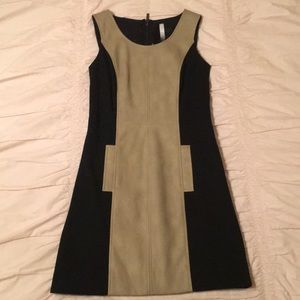 Leather and black dress